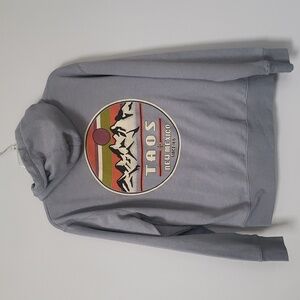 Taos New Mexico Graphic Gray Hoodie Mens M Lightweight Fleece Southwestern